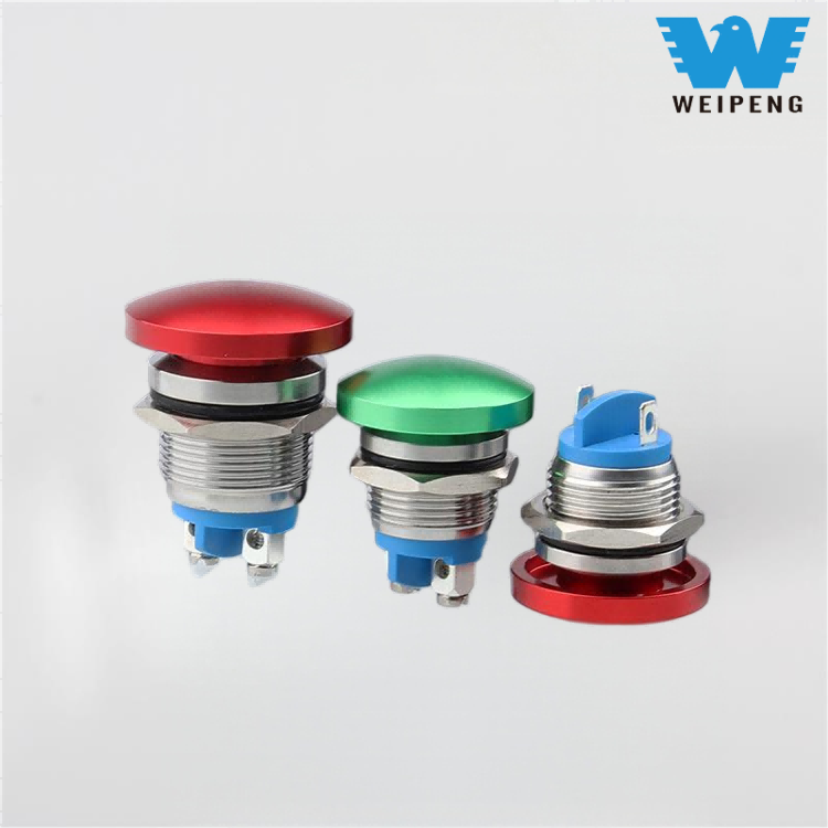 16/19/22 mm paddestoelkop metalen drukknop resetschakelaar