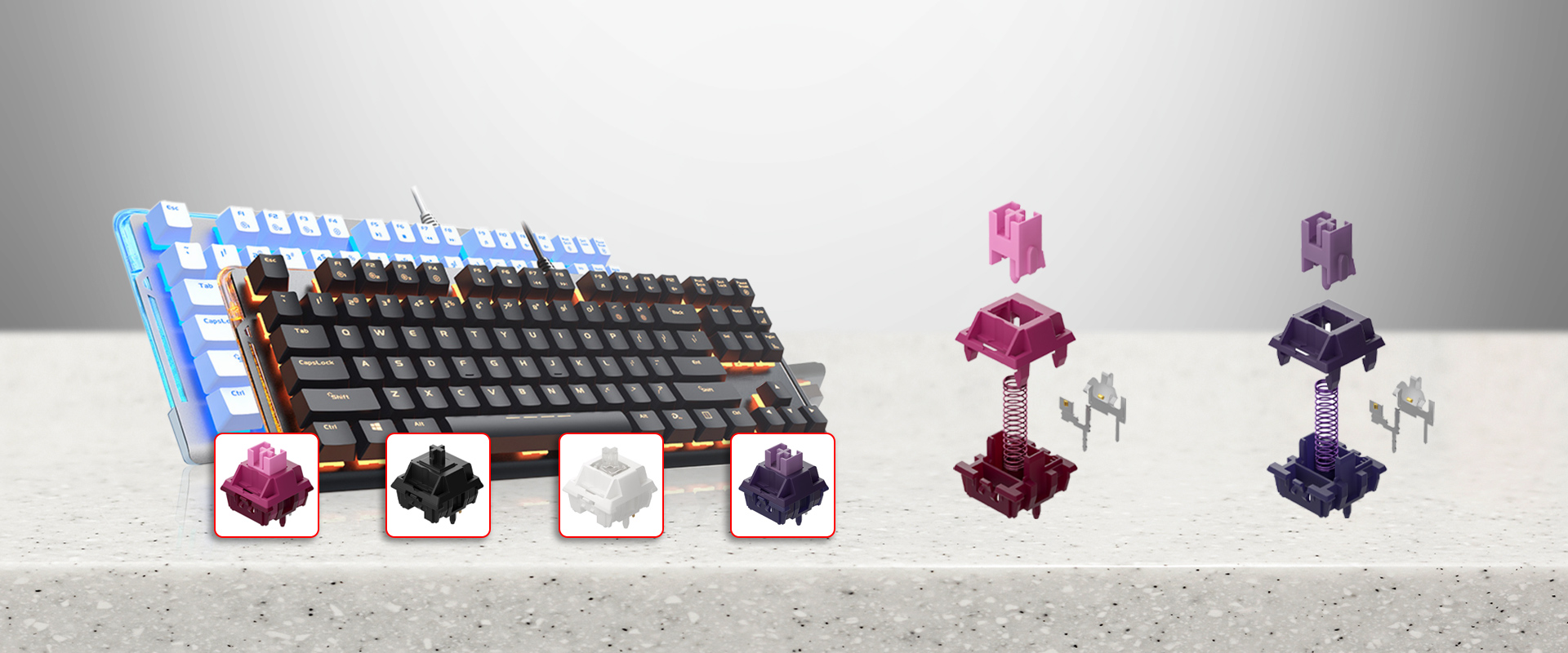 Mechanisch toetsenbord Asbehuizing Blauwe as