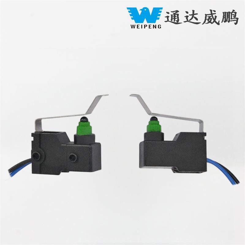 Microschakelaar met zijuitgang en positioneringspin