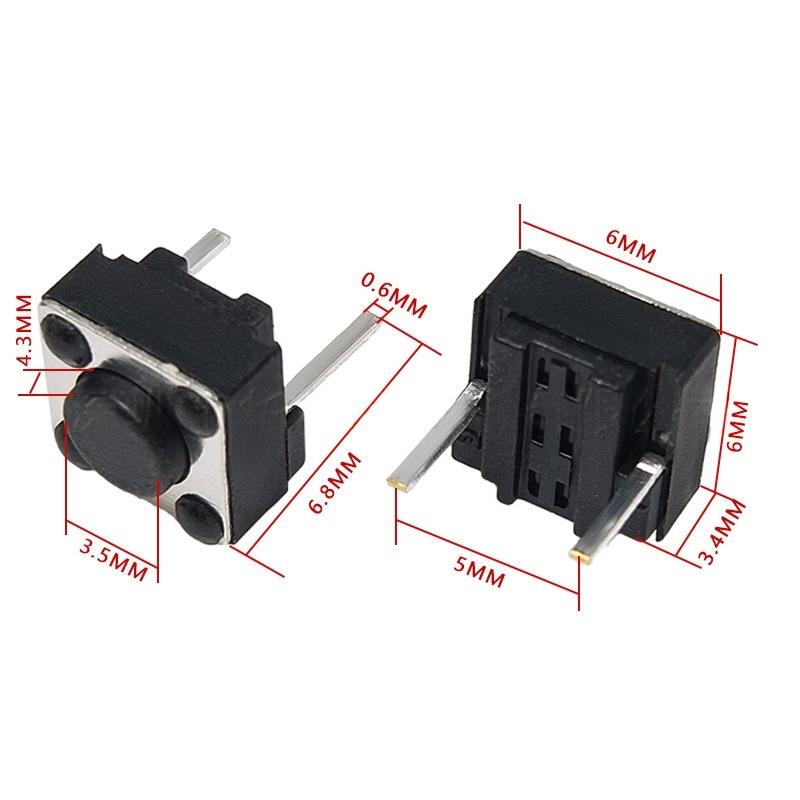 Twee-pins 6*6*4.3/5/7/9 Micro-tactiele verticale drukknopschakelaar