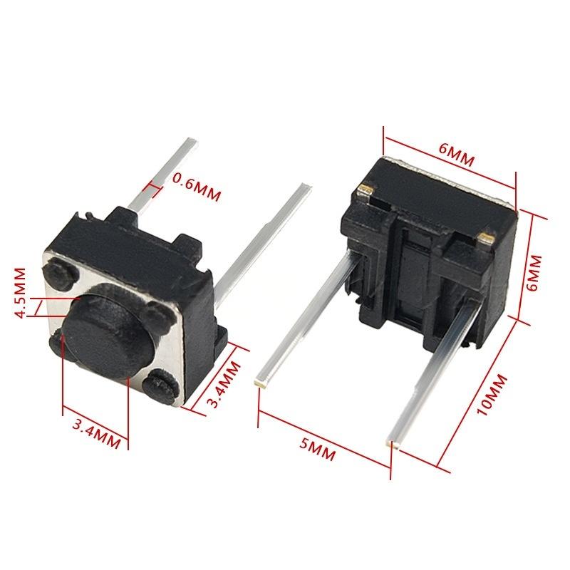 Twee-pins 6*6*4,5 micro-tactiele verticale drukknopschakelaar