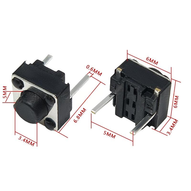 Twee-pins 6*6*5 Micro-Motion verticale tactiele drukknopschakelaar