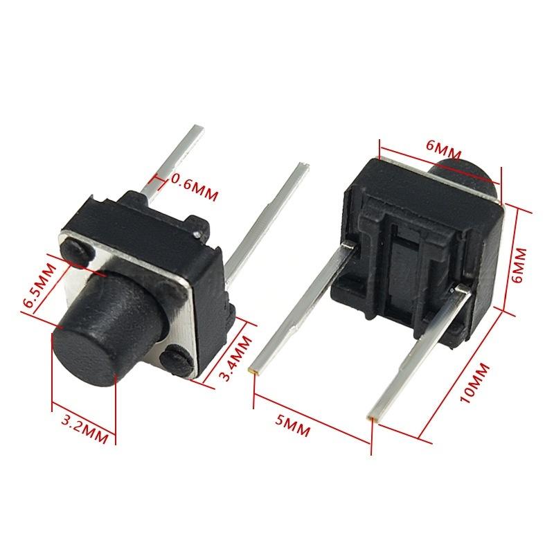 Twee-pins 6*6*6.5 Micro-Motion verticale tactiele drukknopschakelaar