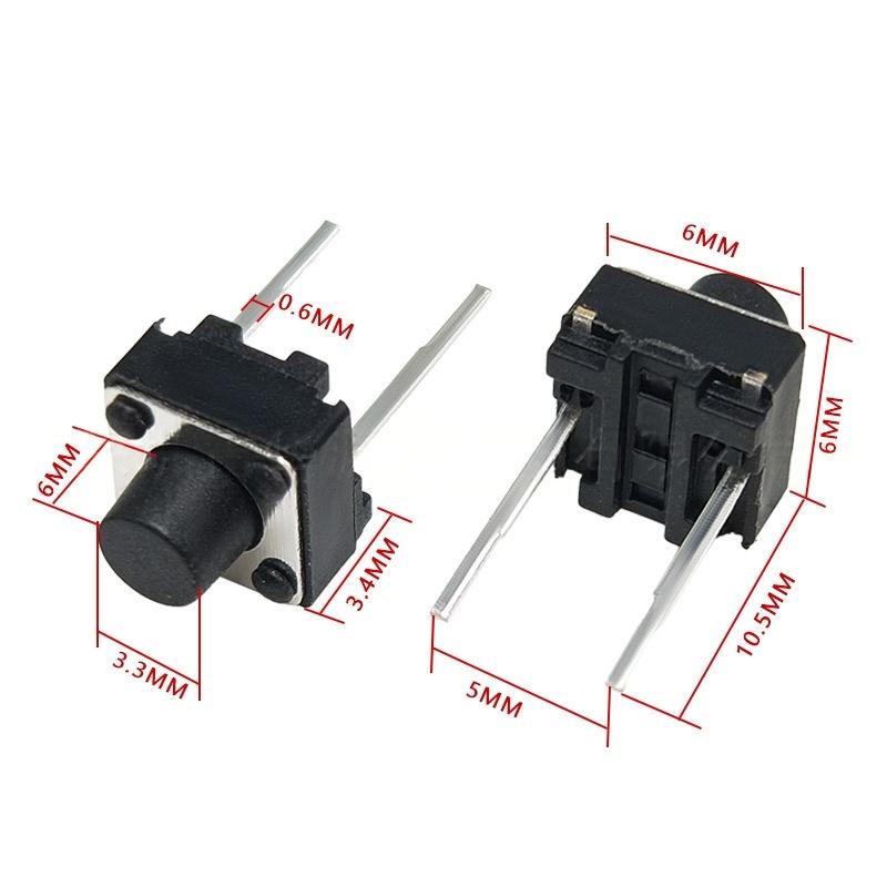Twee-pins 6*6*6 Micro-Motion verticale tactiele drukknopschakelaar